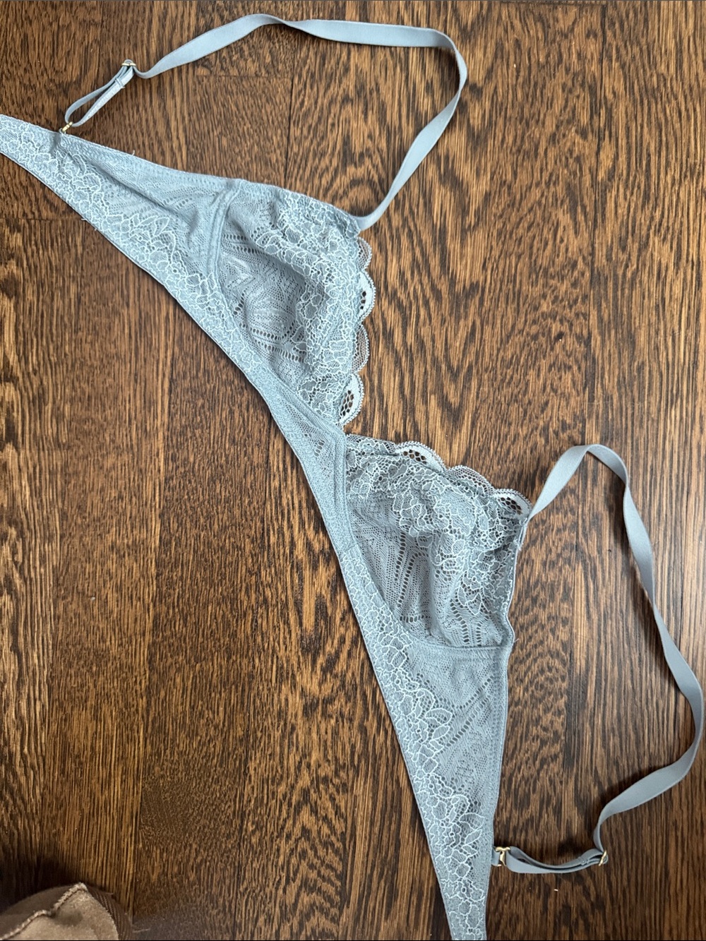 Madewell Lace Triangle Bralette in Light Gray